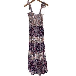 Abel the Label Smocked Tiered Floral Boho Maxi Dress Size Small